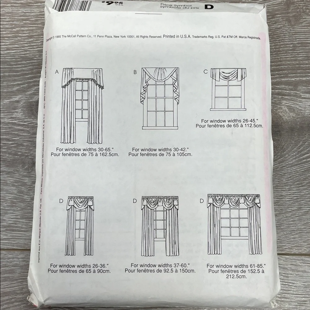 Uncut McCall’s Home Dec In A Sec Window Treatment Patterns 8078 8604 8772 9259 - Picture 11 of 16
